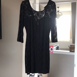 Black lace 3/4 sleeve dress sz L
